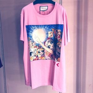 t shirt gucci pink women L